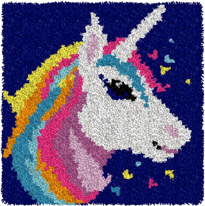 Numptain Latch Hook Kits for Adults,DIY Rug Crafts Unicorn Pattern Color Printed Canvas,Latch Hook Kits for Beginners Handmade Needlework Crafts Home Decoration,12"x12" NT24 - Image 1